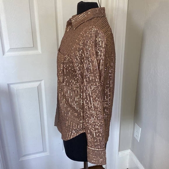 Anthropologie The Remie Sequined Brown Shirt - Picture 4 of 8